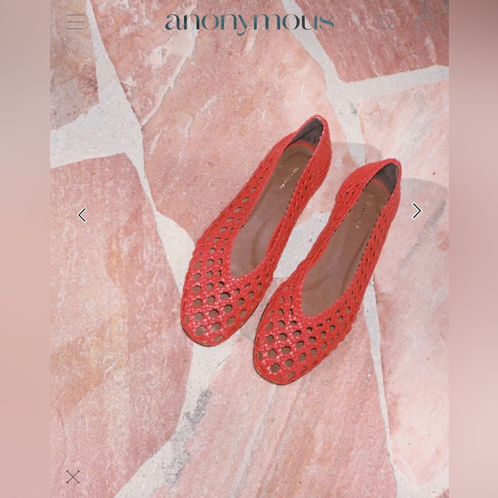 Red Woven Leather Ballet Flats by Anonymous Copenhagen